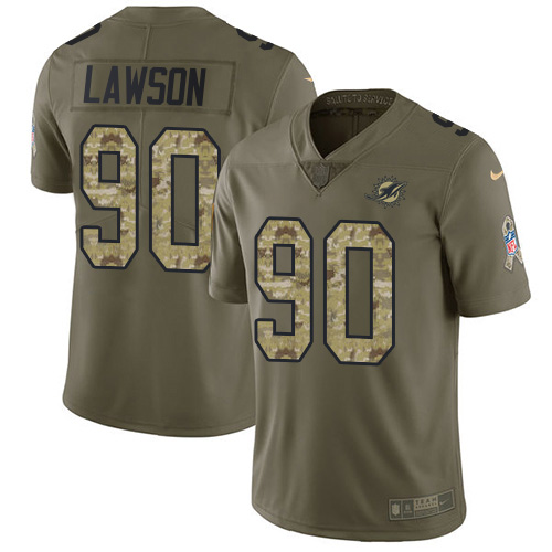 Nike Miami Dolphins #90 Shaq Lawson Olive Camo Youth Stitched NFL Limited 2017 Salute To Service Jersey